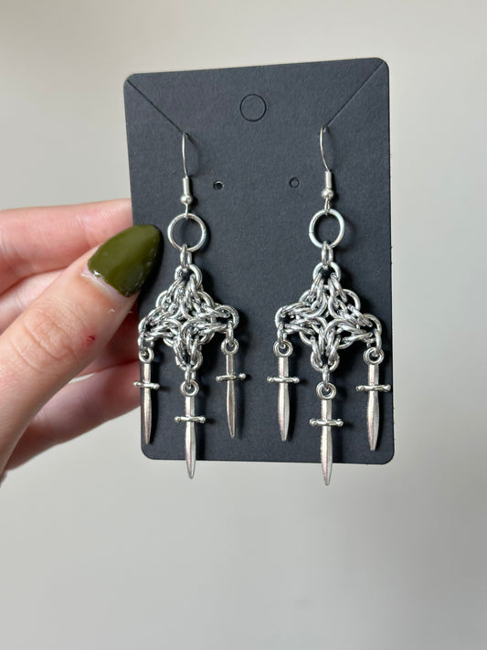 Byzantine Diamond Dagger Earrings