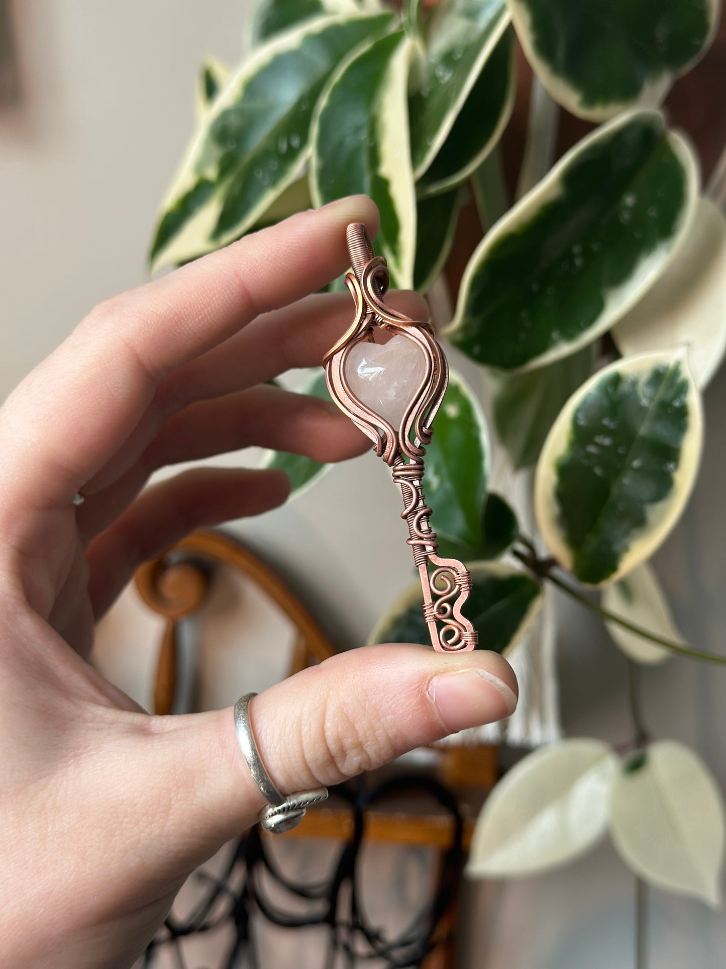 Rose Quartz Heart Key