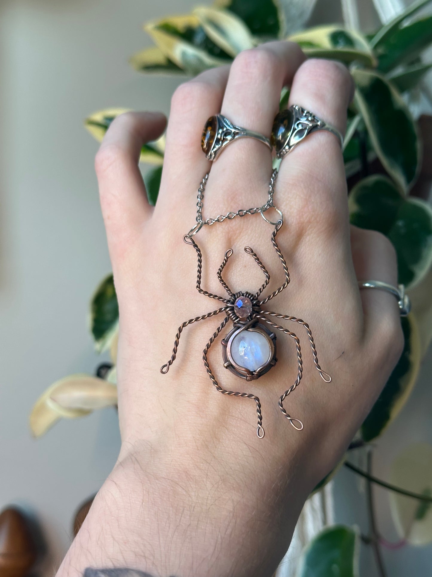 Moonstone Spider Pendant