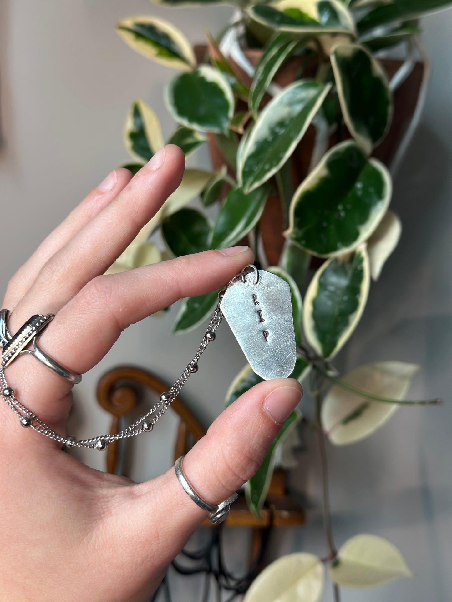 Labradorite Crown Coffin Pendant