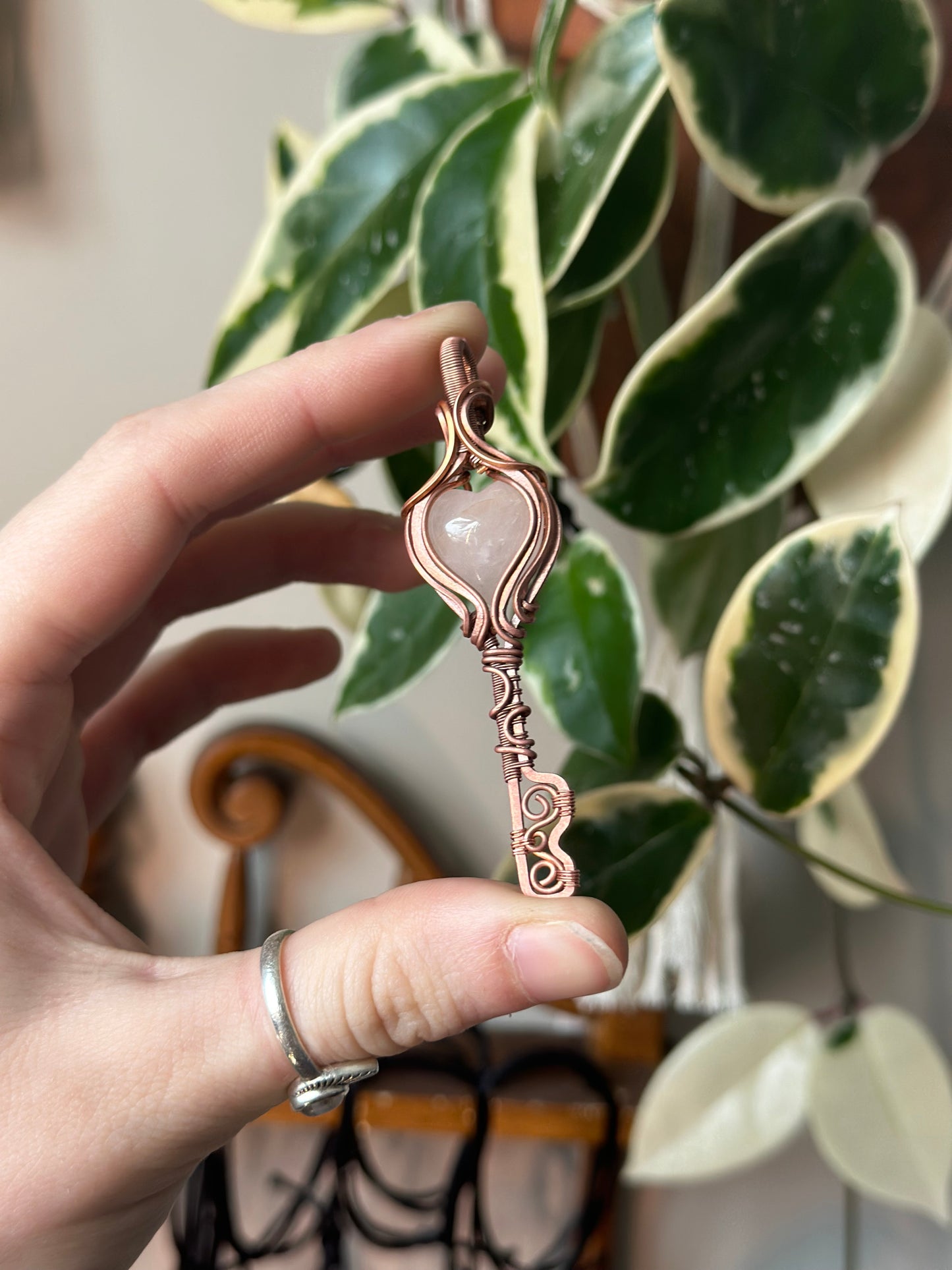 Rose Quartz Heart Key