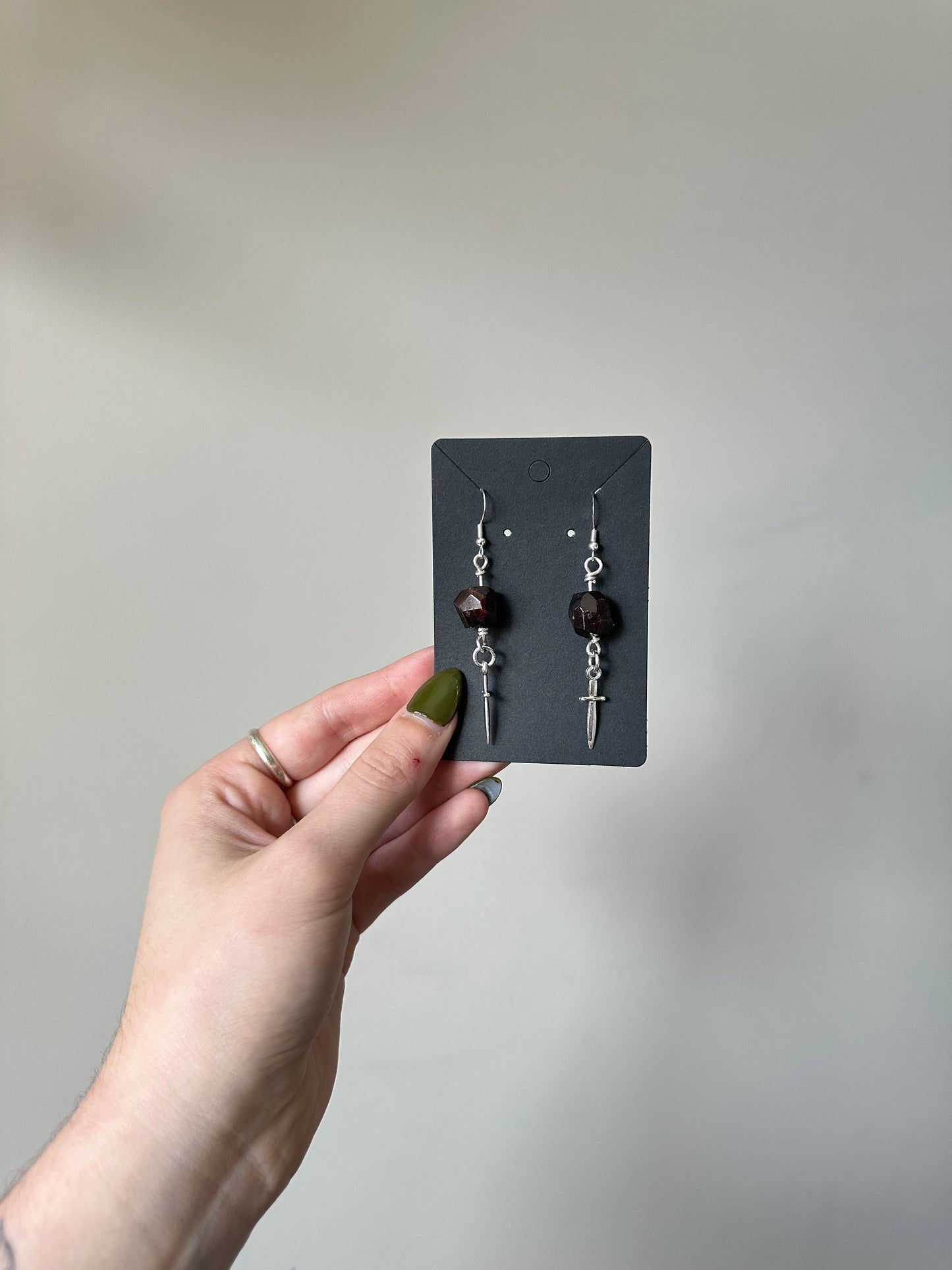 Garnet Dagger Earrings