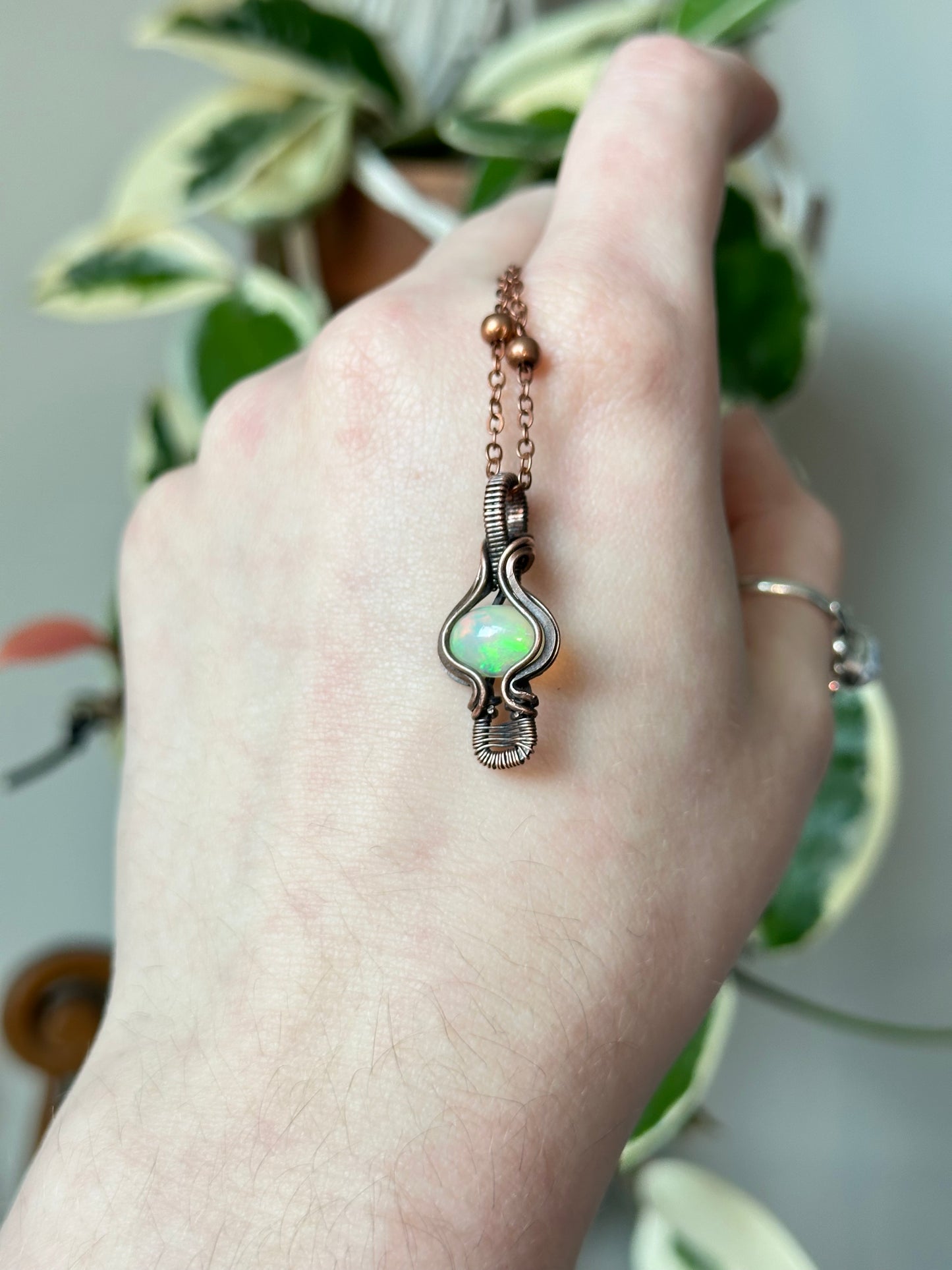 Rainbow Opal Mushroom Pendant