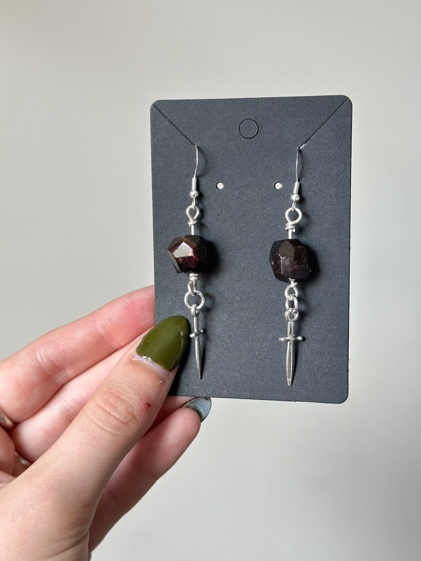 Garnet Dagger Earrings