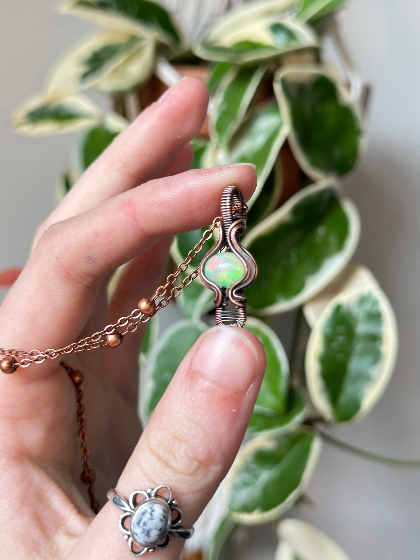 Rainbow Opal Mushroom Pendant