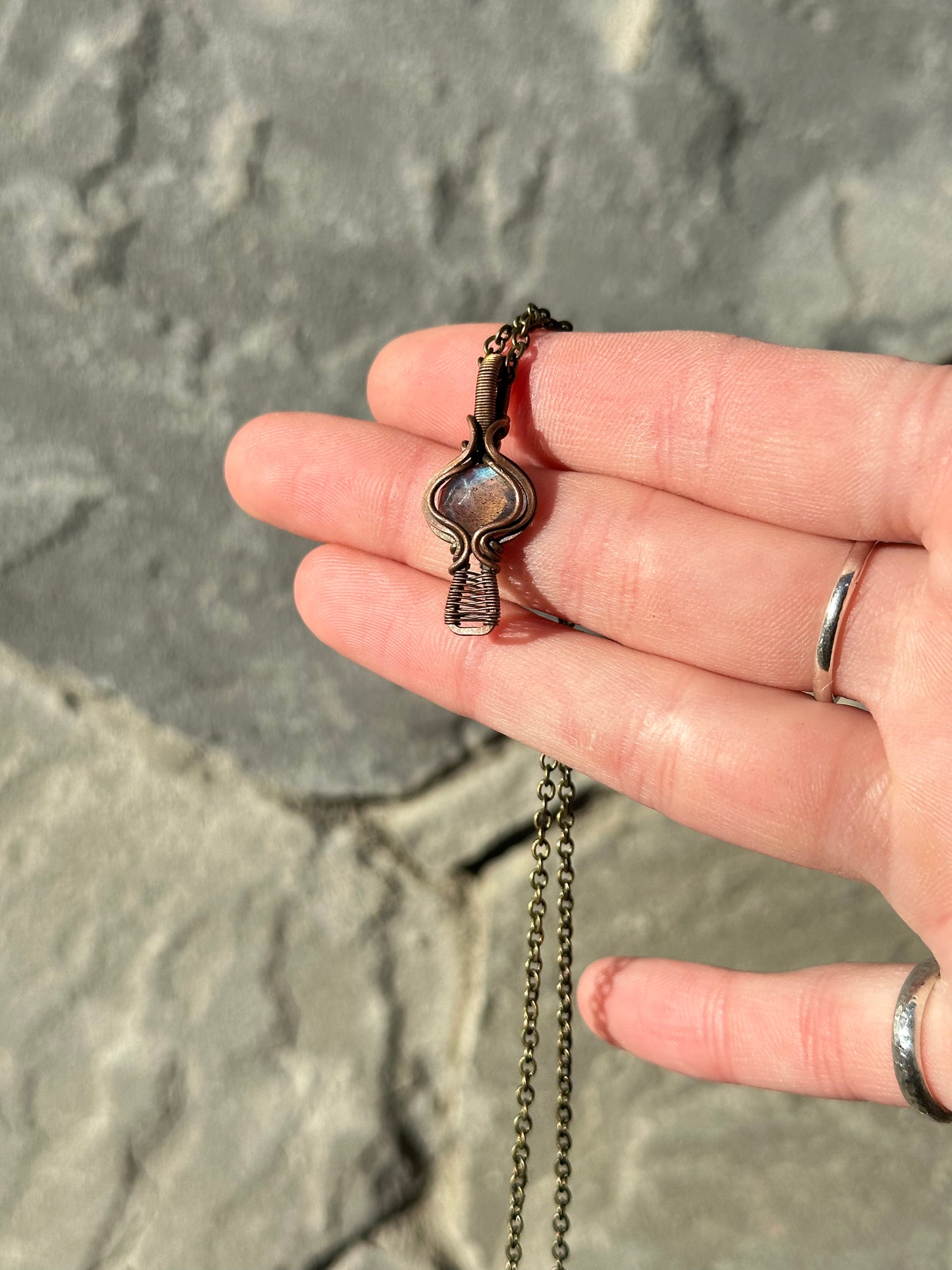 Teal Labradorite Mushroom pendant