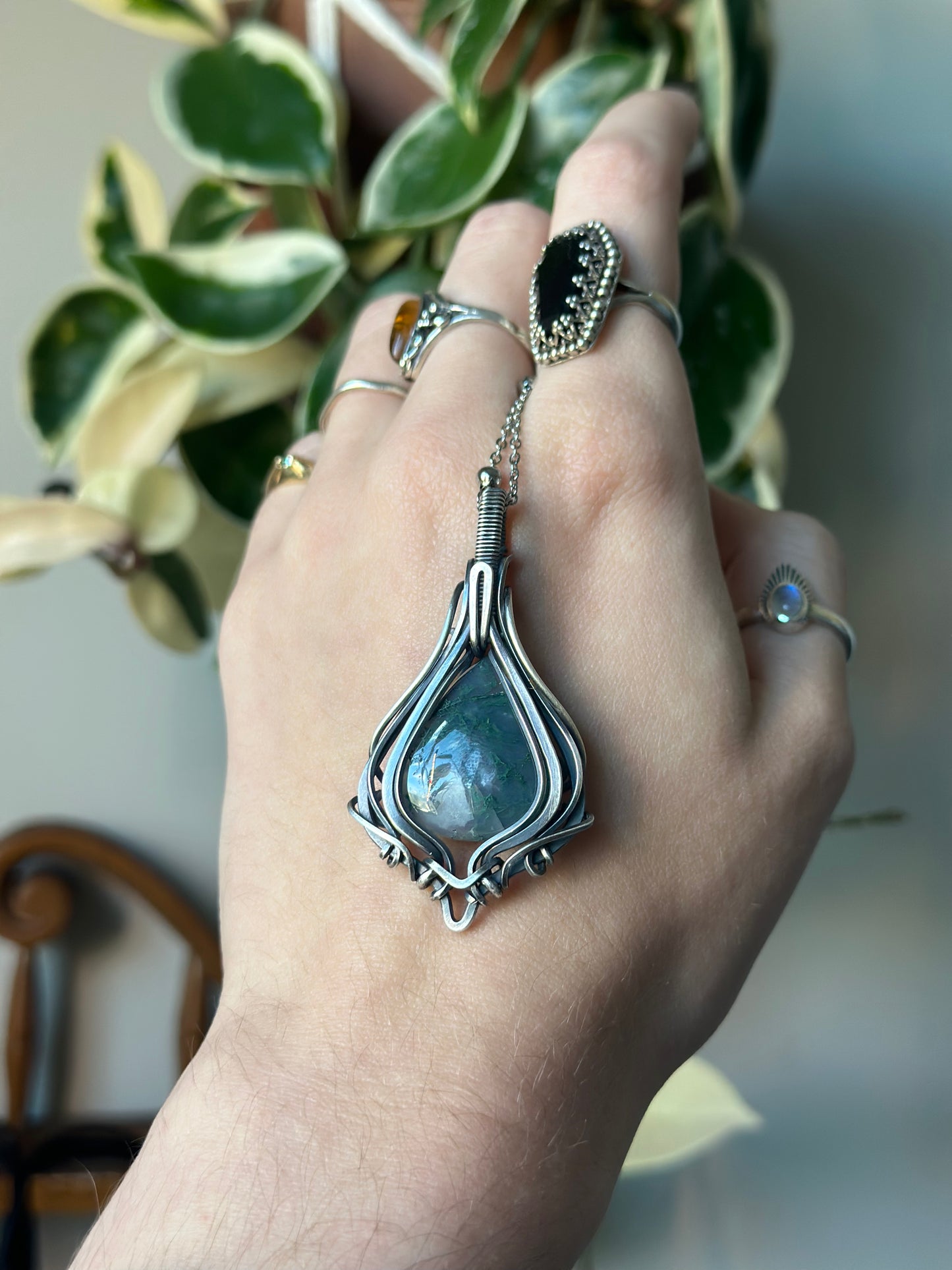 Moss Agate in Sterling Silver