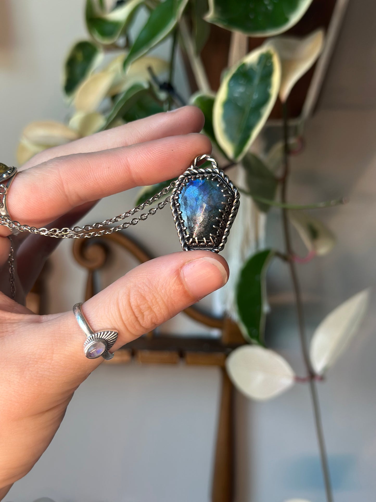 Labradorite Coffin Pendant