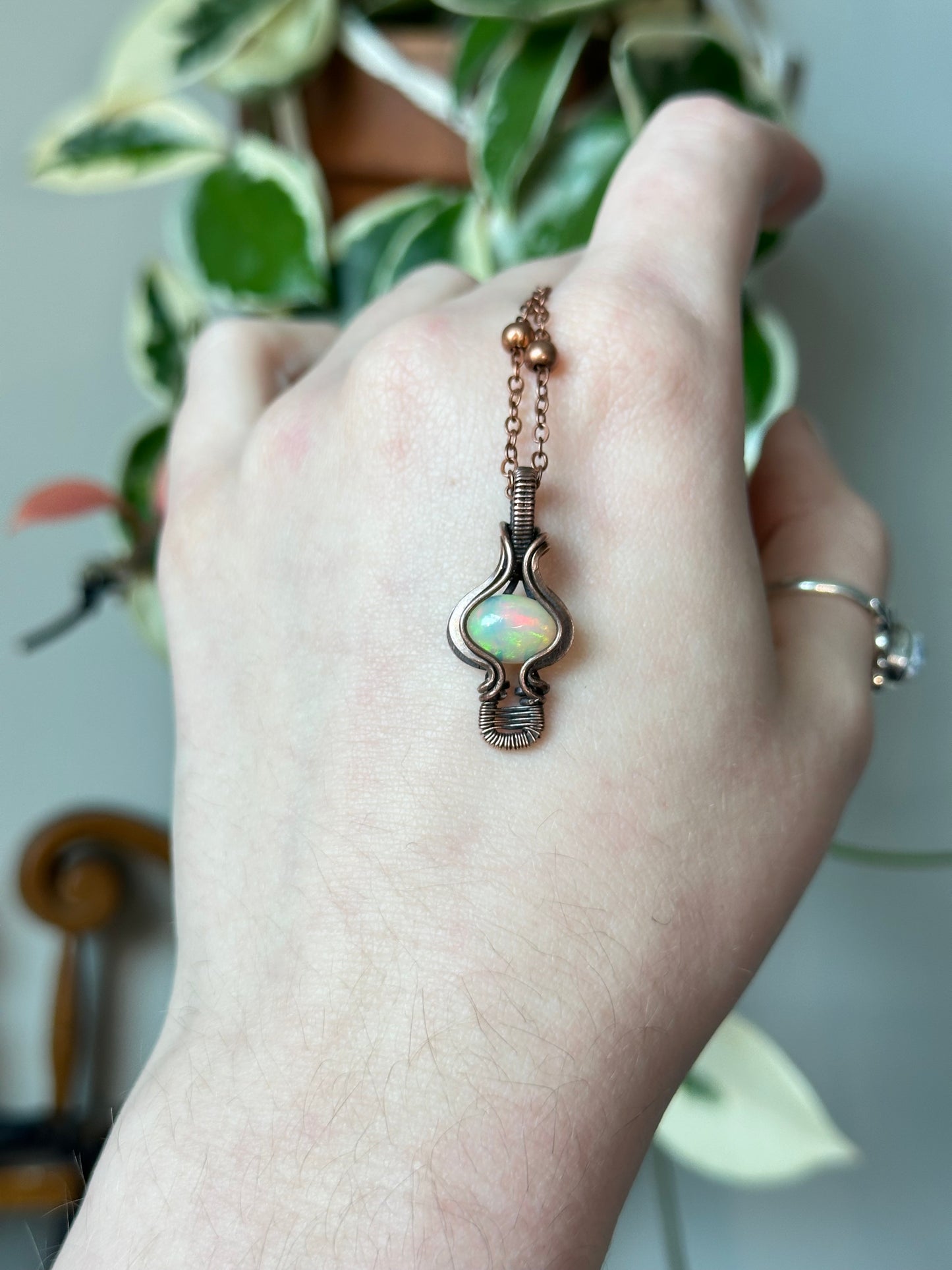 Rainbow Opal Mushroom Pendant