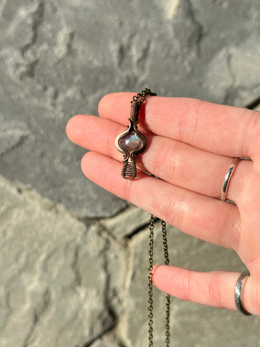 Teal Labradorite Mushroom pendant