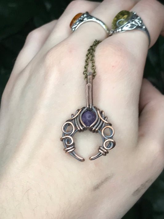 Lepidolite Crescent Moon Pendant