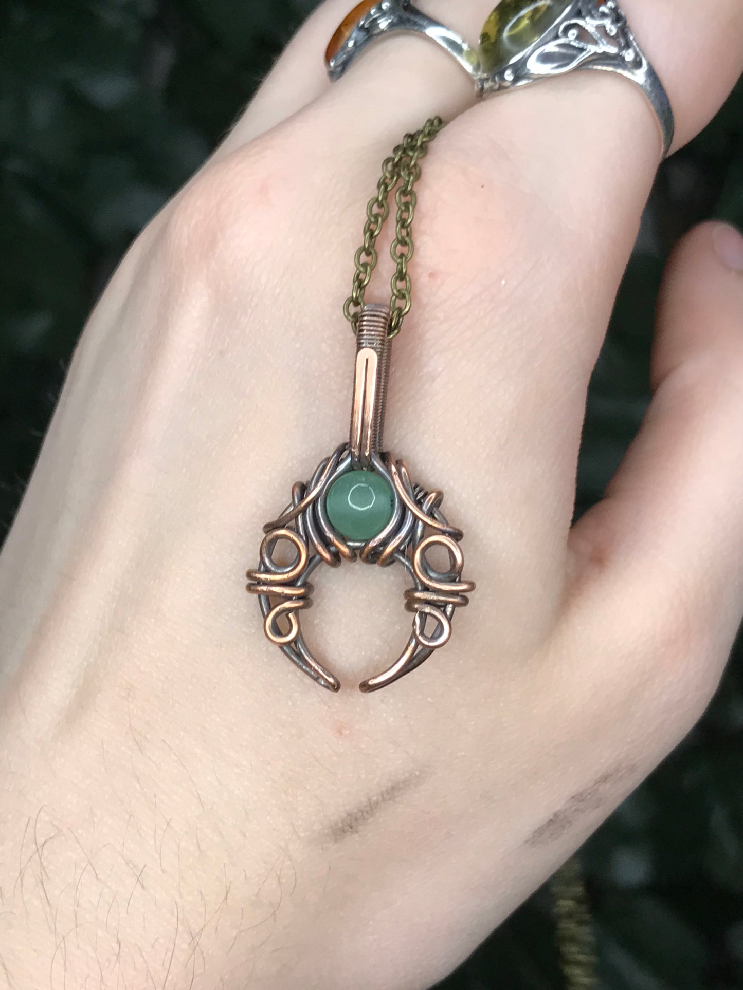 Green Aventurine Crescent Moon Pendant