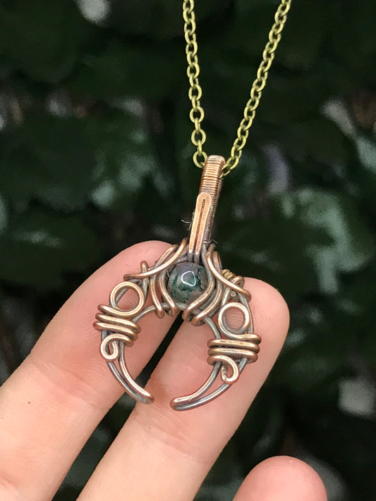 Moss Agate Crescent Moon Pendant