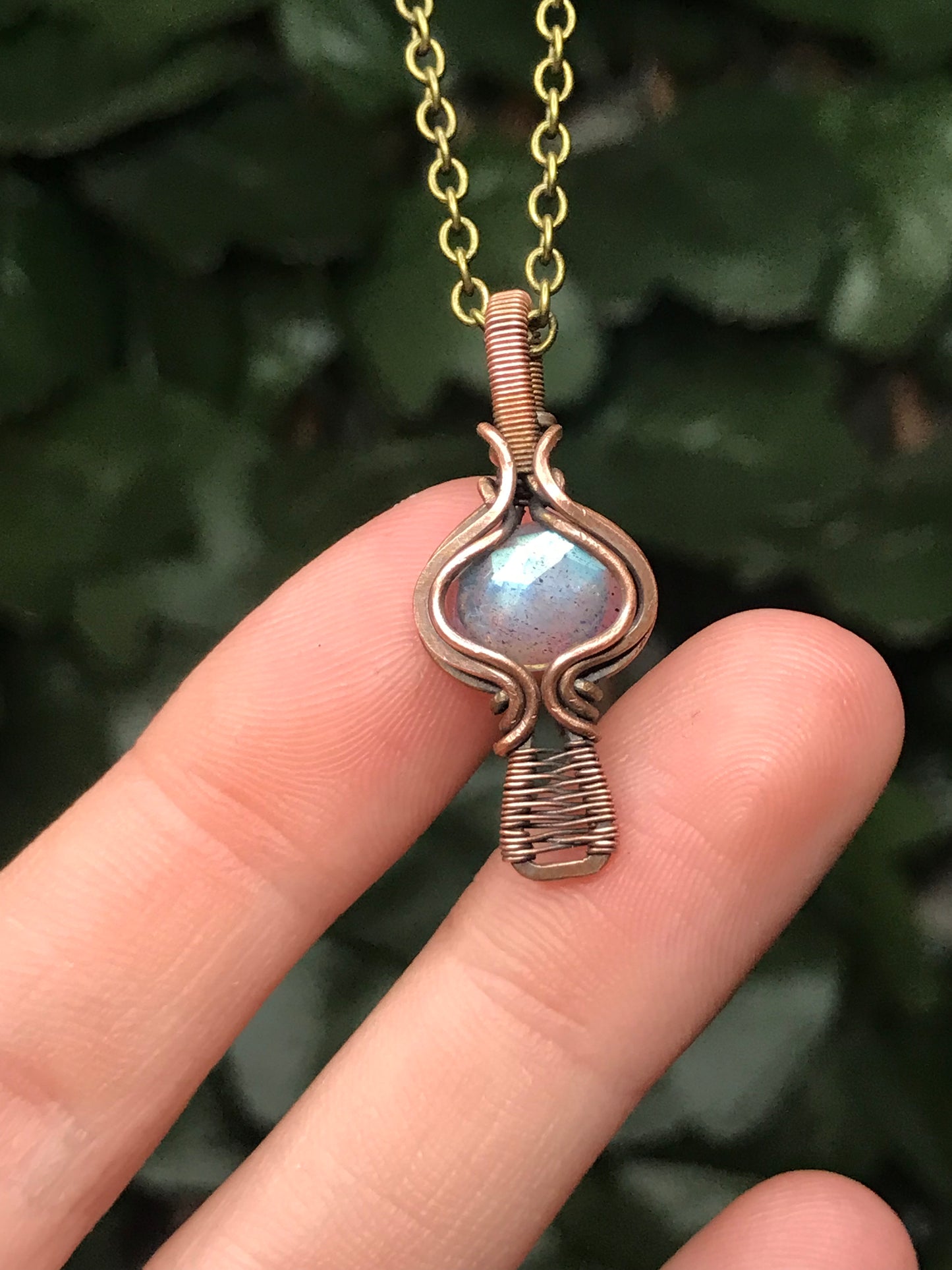 Teal Labradorite Mushroom pendant