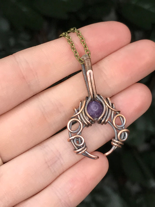 Lepidolite Crescent Moon Pendant