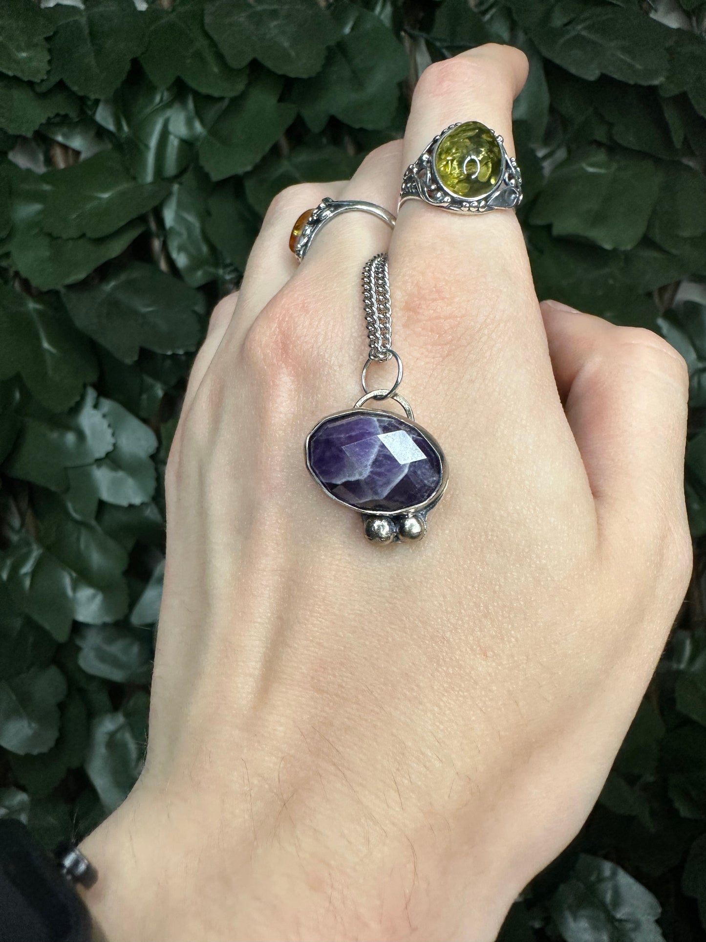 Chevron Amethyst Amulet