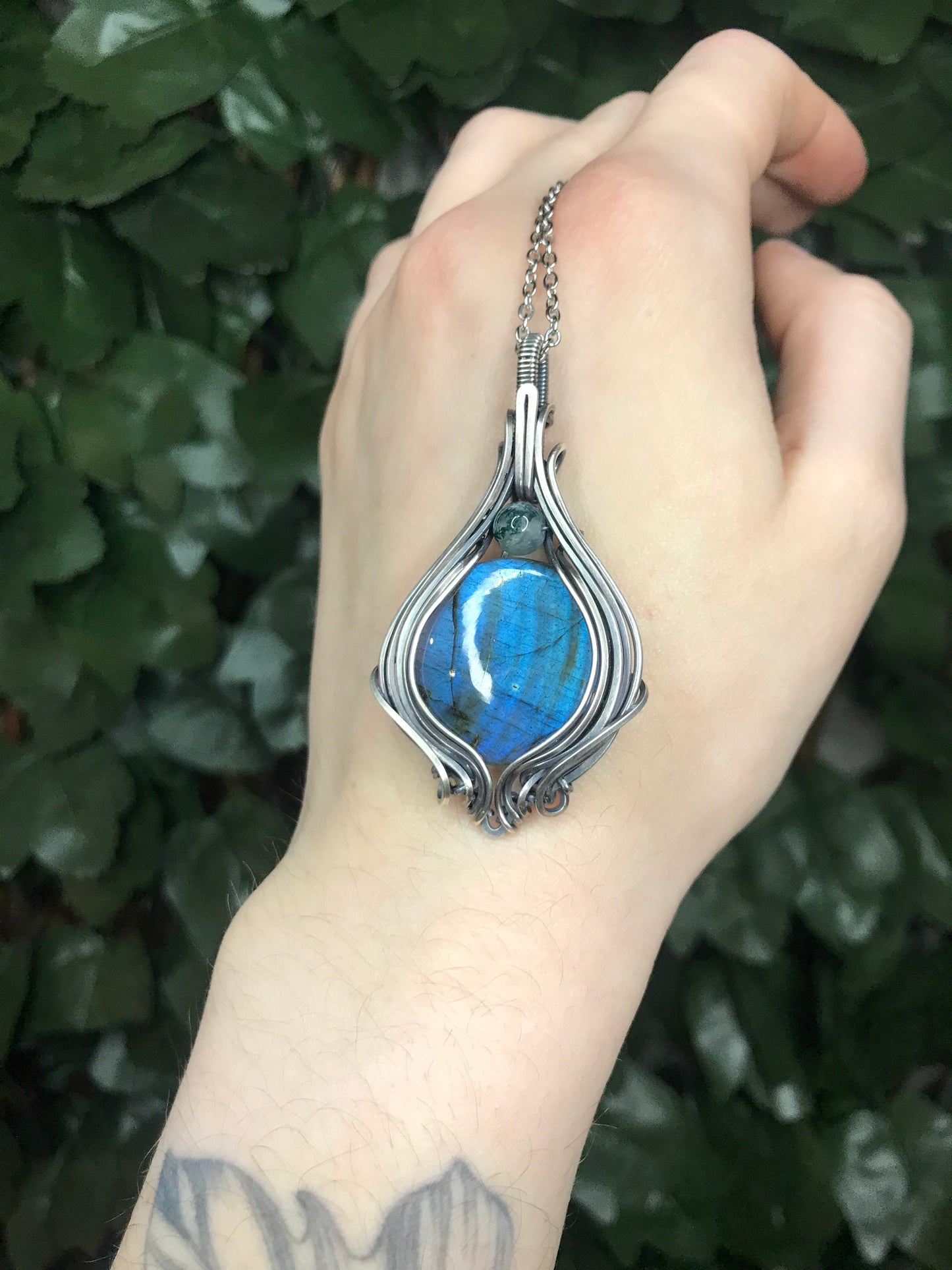 Blue Labradorite x Moss Agate Talisman