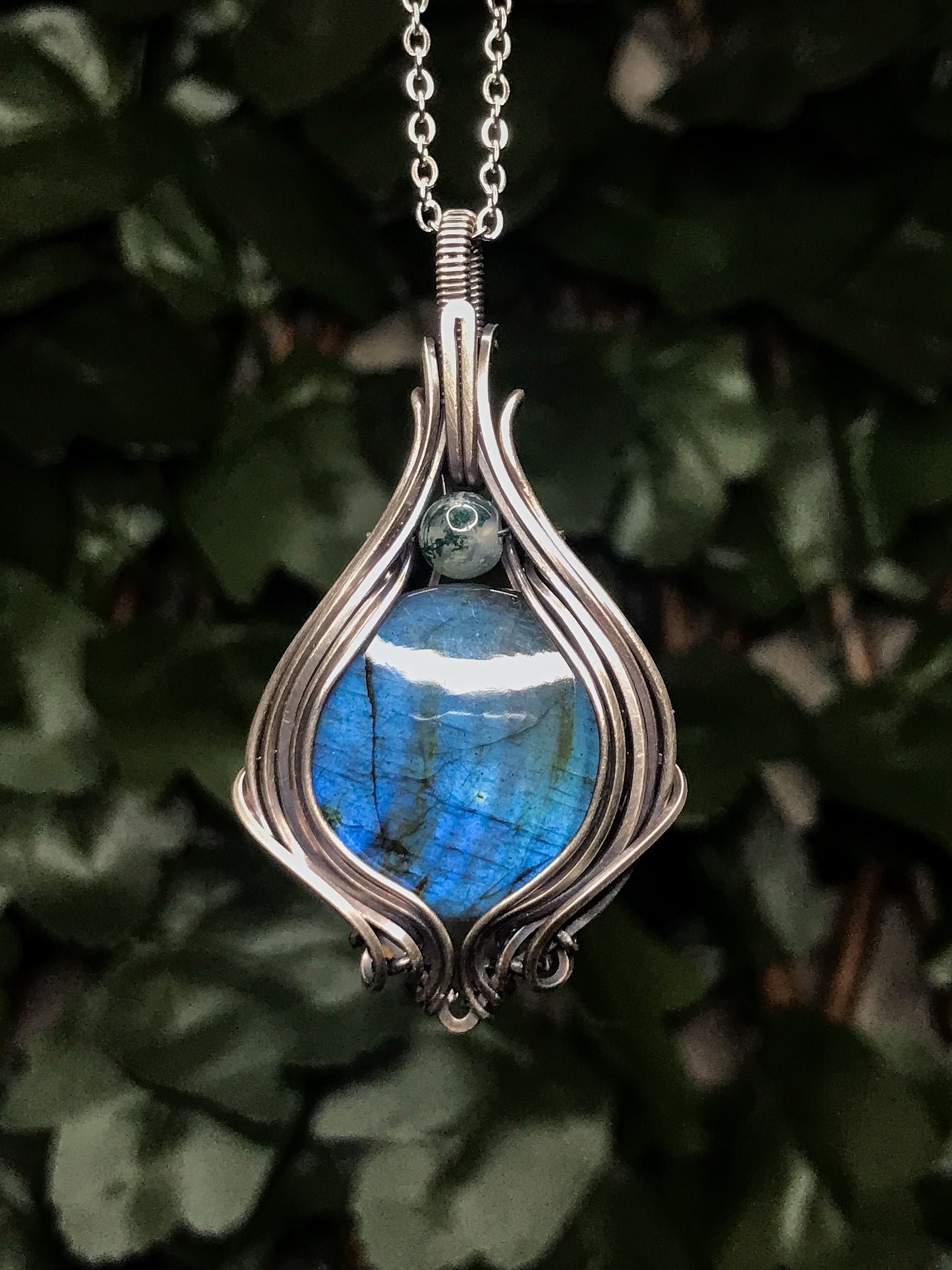 Blue Labradorite x Moss Agate Talisman