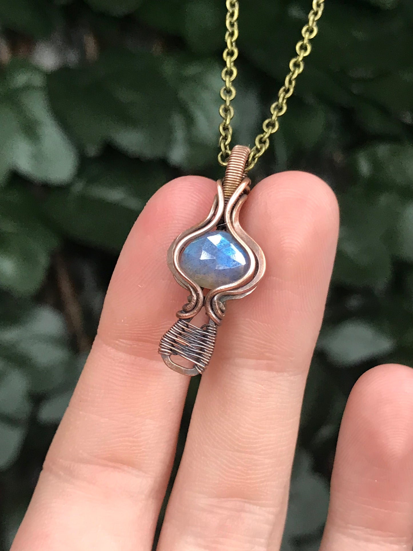 Blue Labradorite Mushroom Pendant