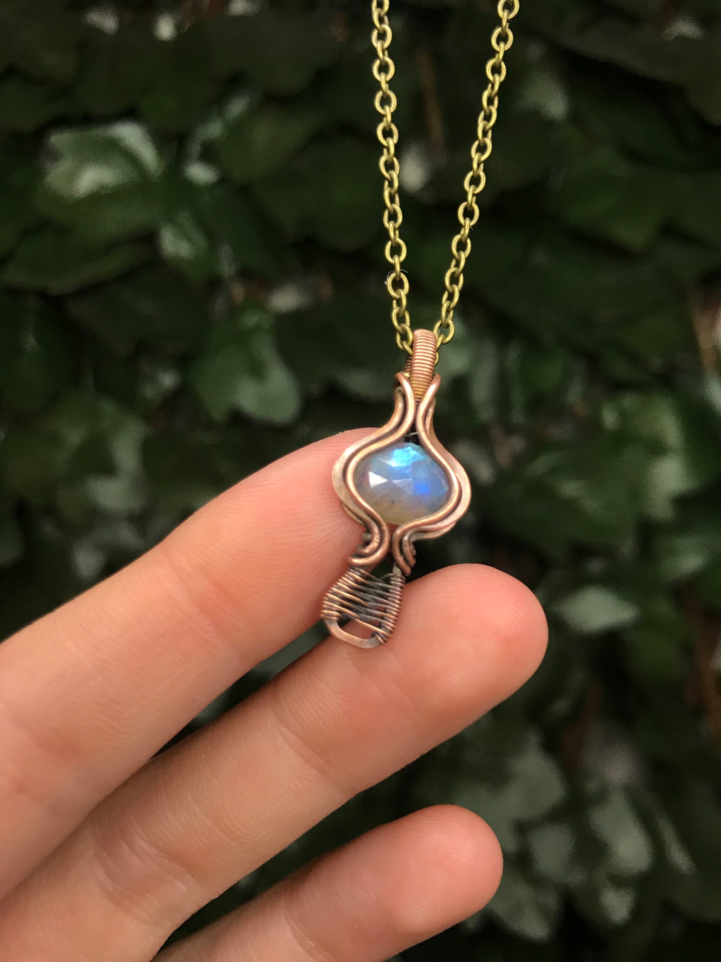 Blue Labradorite Mushroom Pendant