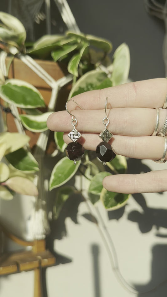 Garnet Celtic Earrings