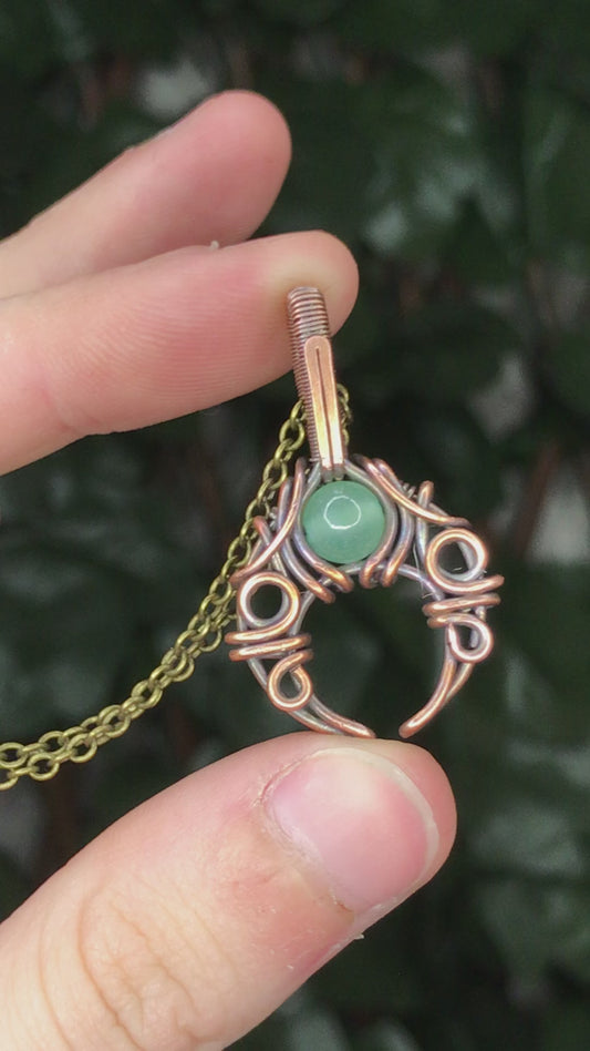 Green Aventurine Crescent Moon Pendant