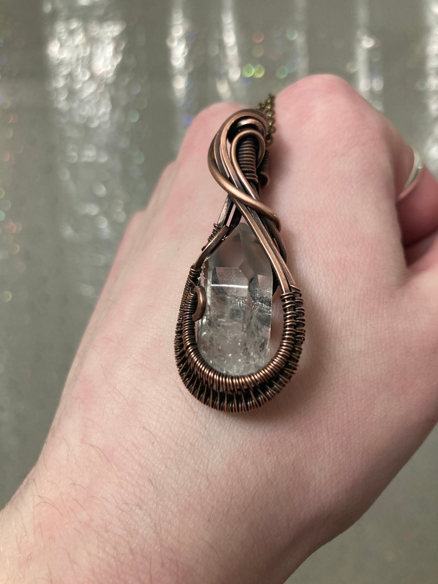 Large Raw Clear Quartz Pendant