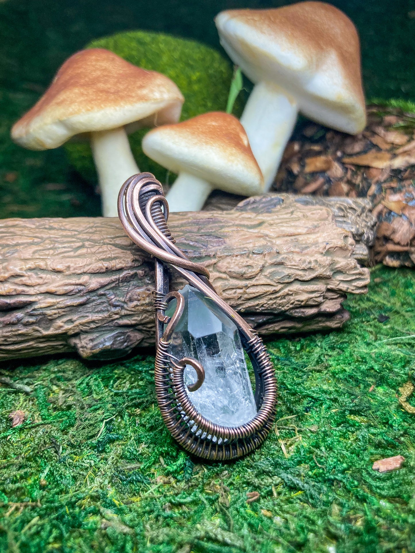 Large Raw Clear Quartz Pendant