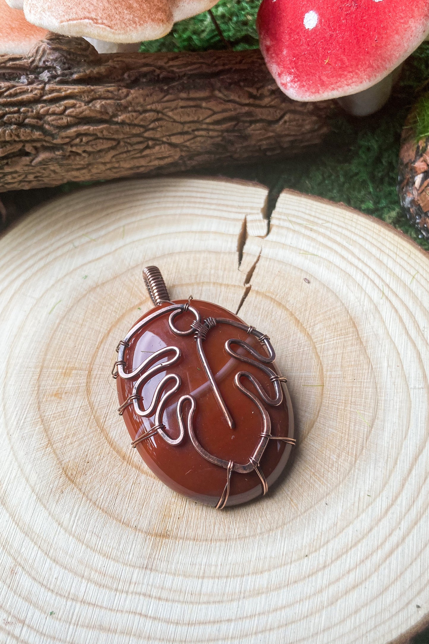 Red Jasper Monstera Pendant