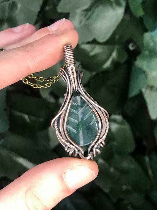 Moss Agate Leaf Pendant